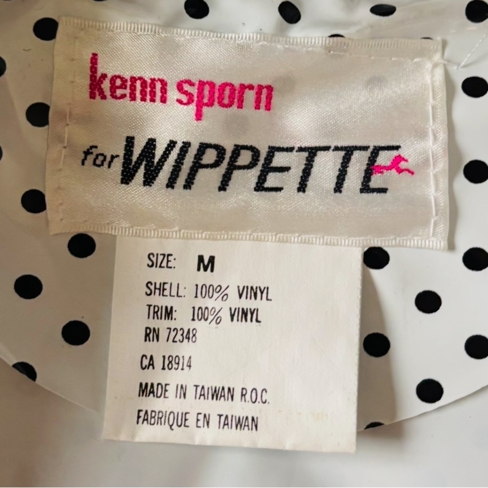 VINTAGE Kenn Sporn for Wippette Black and White Polka Dot Rain Coat Size Medium - Picture 3 of 9
